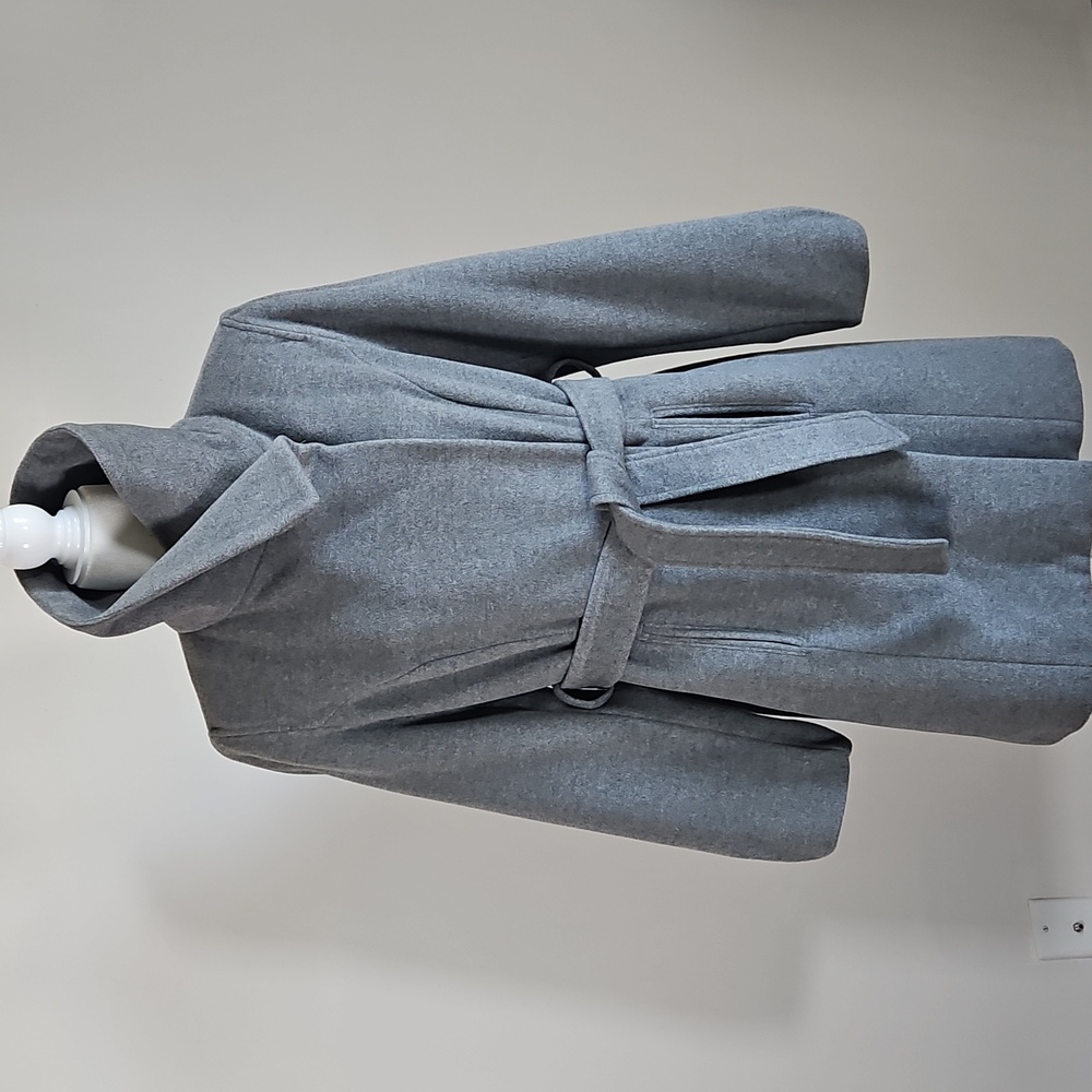 Hilary Radley SZ 4 Coat Wool Angora Blend Snap Closure Full Pleat Sleeves Gray